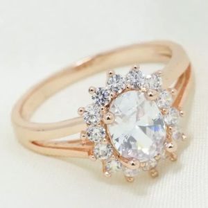 18k Rose Gold Plated Simulated Diamond Ring